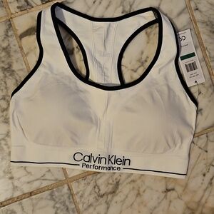 Calvin Klein White Sports Bra with Black Trim